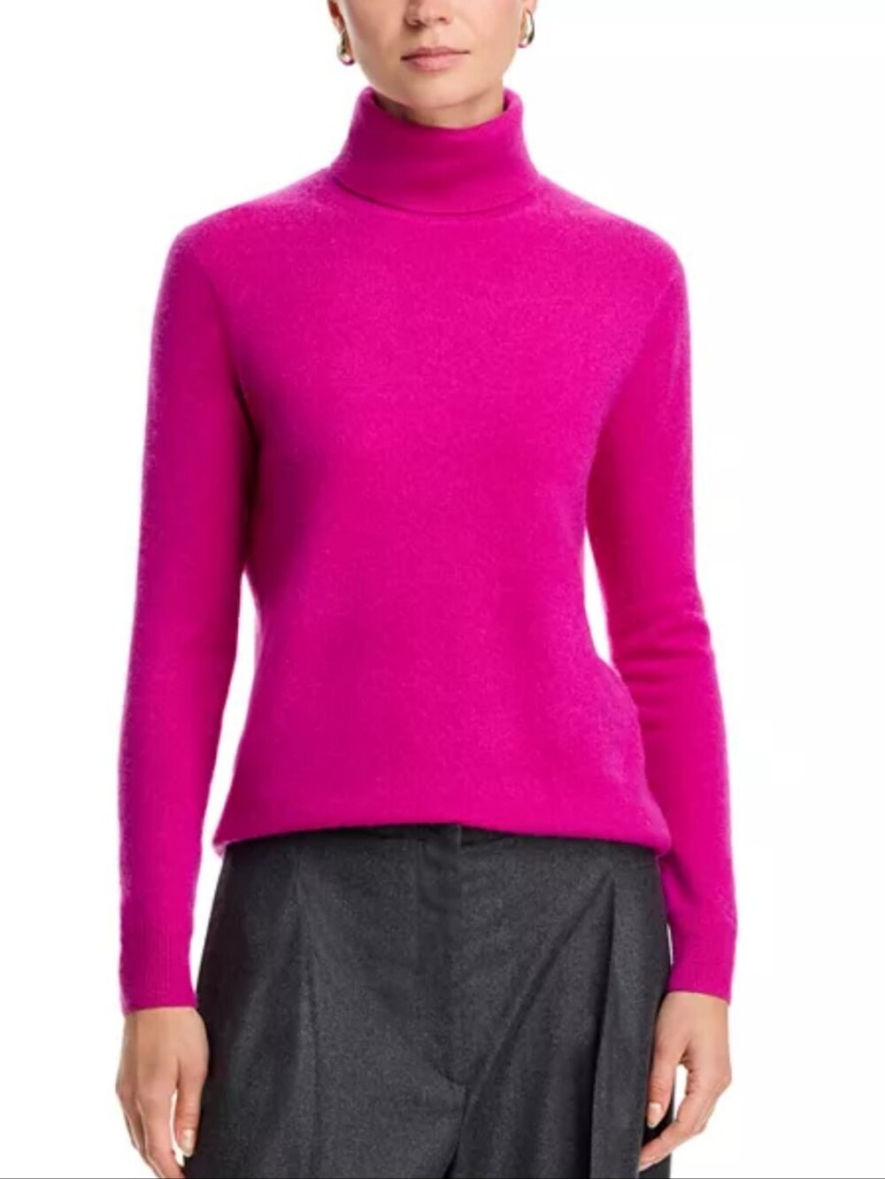 C by Bloomingdale’s 100% Cashmere Hot Pink Turtleneck Sweater Small